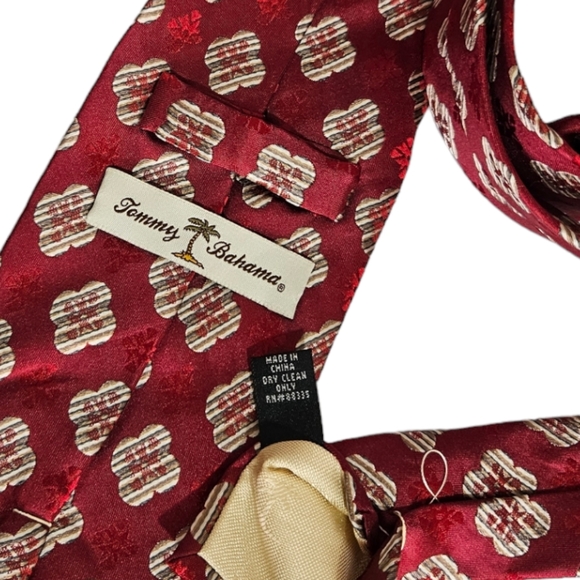 TOMMY BAHAMA Red Geometric Art Silk LUXURY Tie - Picture 4 of 5